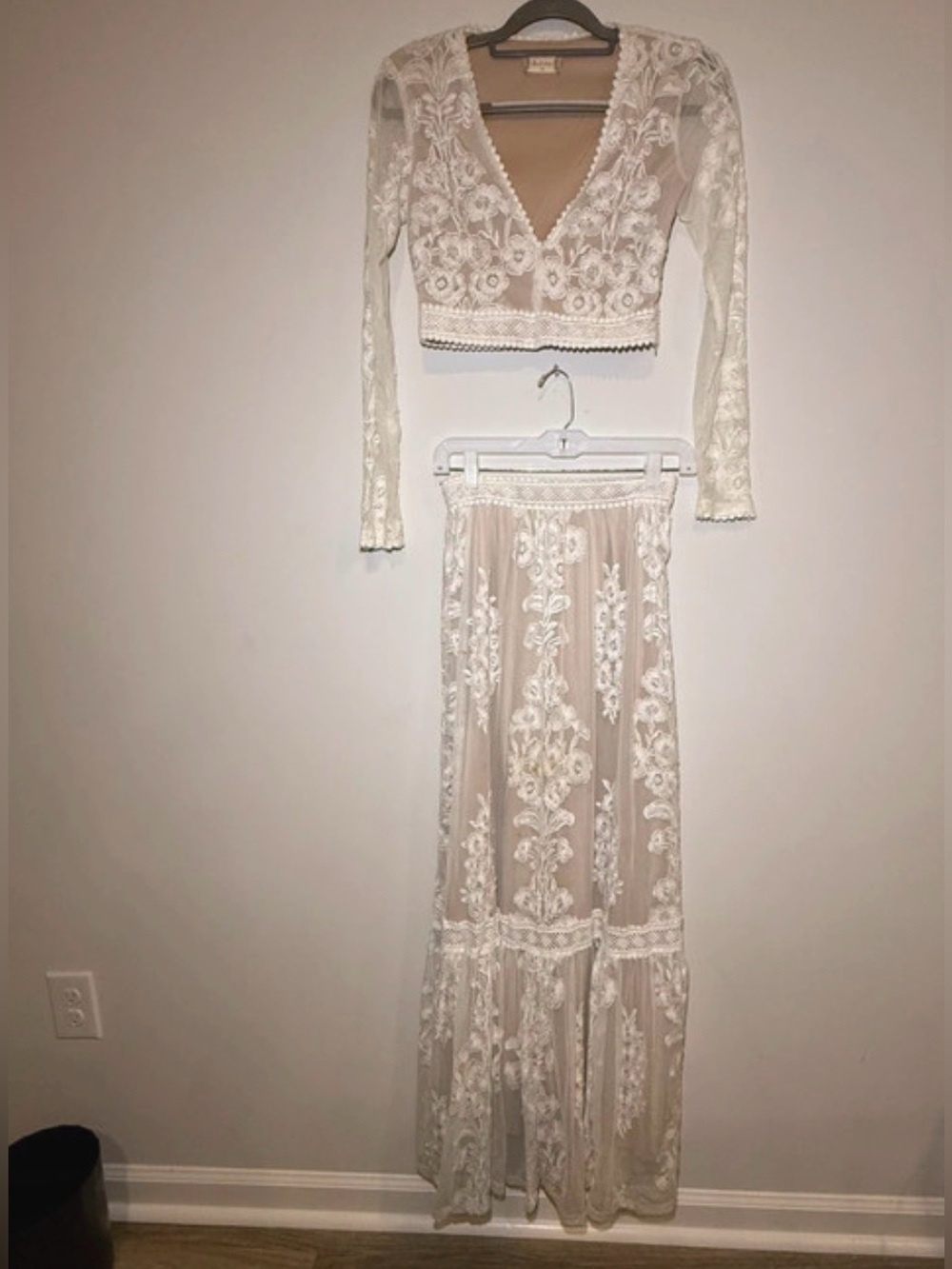 Altar'd State Ivory Lace Maxi Skirt